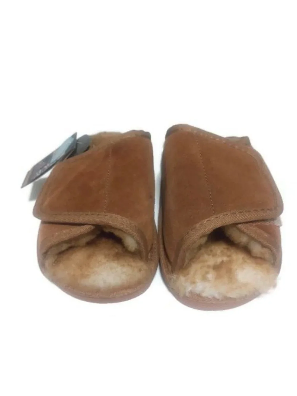 Lamo Wrap Suede Slippers Mens Small Size 7 8 EU40 Sheepskin Lining Chestnut New
